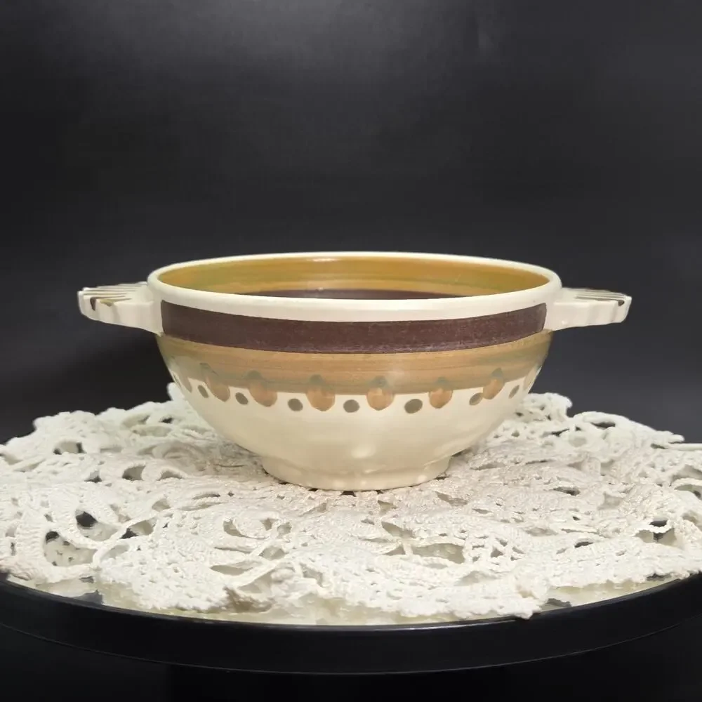 Quimper Pottery Bowl Vintage Collectible Brown Heart Handpainted France